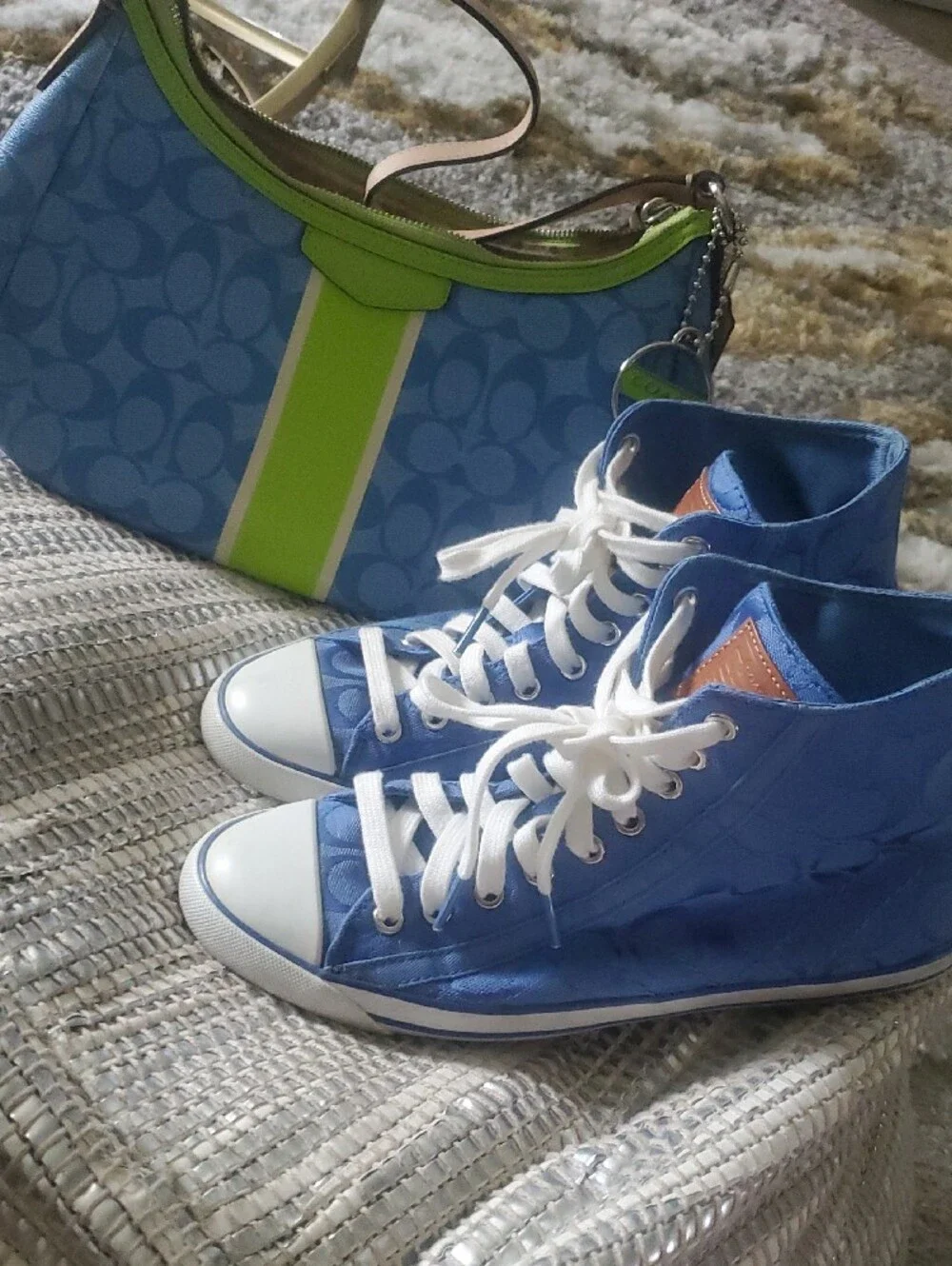 Coach Blue High-Top Sneakers with White Accents